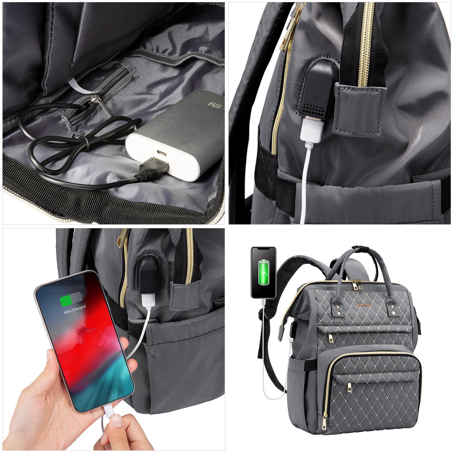 Discount Sale LOVEVOOK Quilted Nylon Elegant Ladies School Travel Backpack Waterproof 15.6 In Large Women's Laptop Backpacks