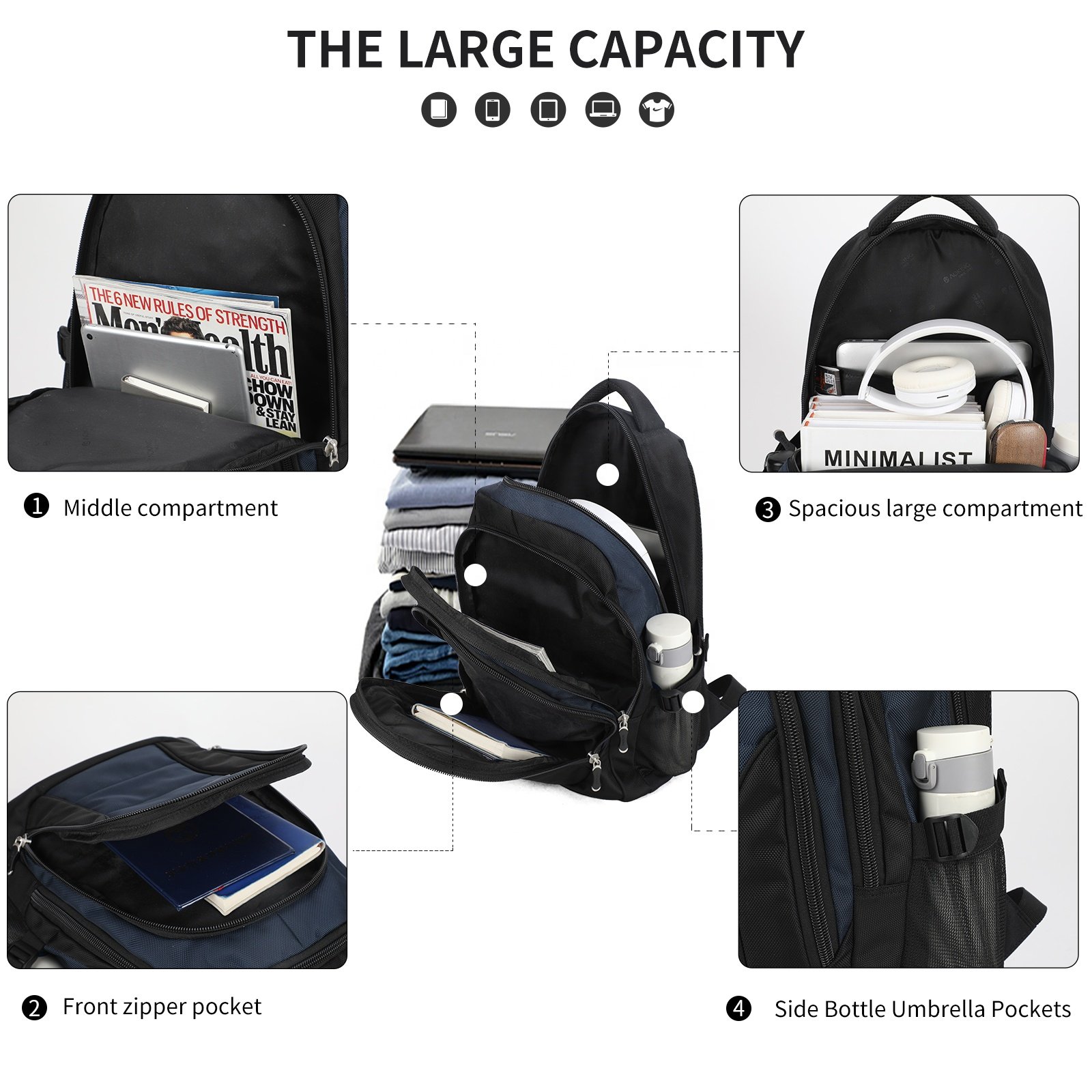 Customized logo men durable bag waterproof laptop backpacks leisure business travelling college casual school bags