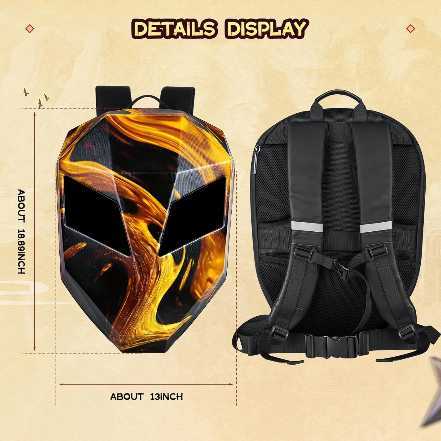 Cool Hard Shell Motorcycle Backpack Smart LED Backpack LED Knight Backpack