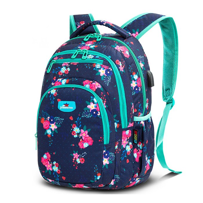 New Geometry printing women backpack USB port laptop backpack