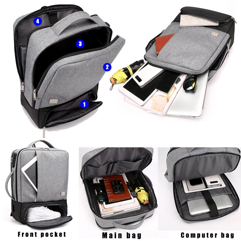 Anti-theft Laptop Travel Backpacks shoes compartment bagpack USB charging Travel Smart Waterproof Laptop Backpacks Bag