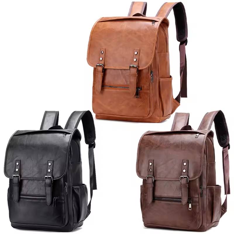 Super September Waterproof PU Leather Bag With USB Charging Bag High Quality Large Capacity Laptop Backpack For Men Women