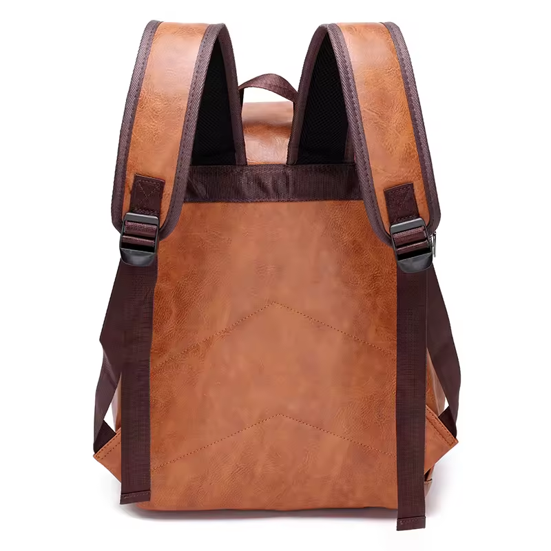 Super September Waterproof PU Leather Bag With USB Charging Bag High Quality Large Capacity Laptop Backpack For Men Women