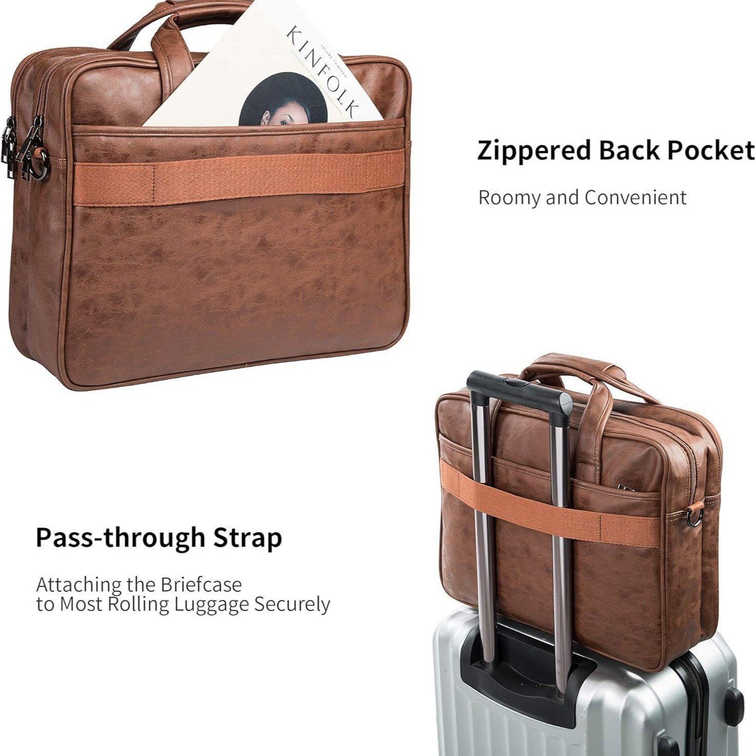 Men's Leather Messenger Bag 17.3 Inches Laptop Briefcase Business Computer Handbag Shoulder Bag for Men