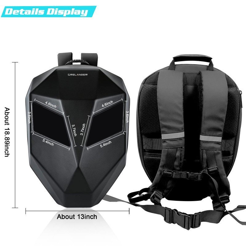 CRELANDER Knight Bag Laptop backpack Motorcycle Riding Bag Led Display Backpack Waterproof Hard Shell DIY LED Backpack