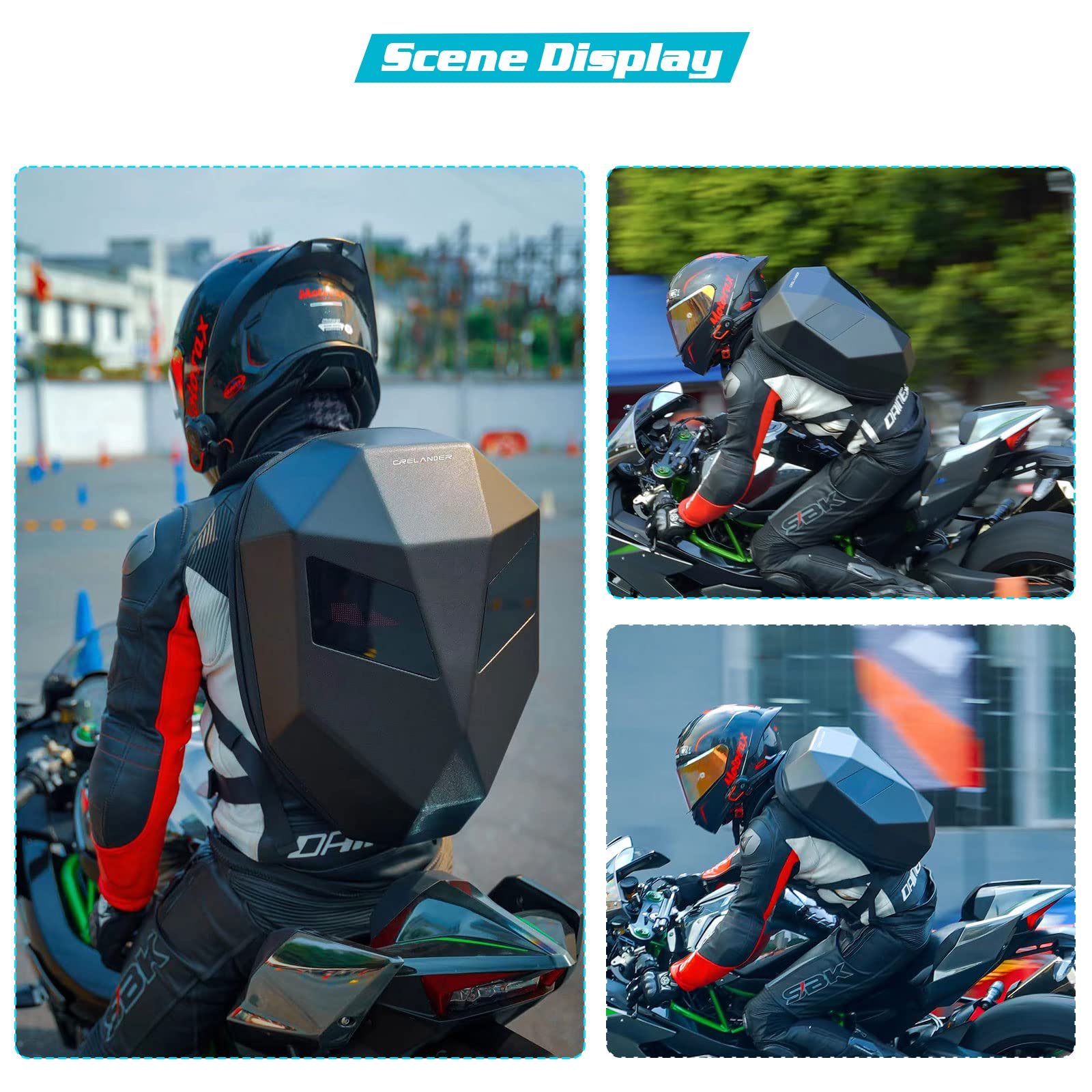 CRELANDER Knight Bag Laptop backpack Motorcycle Riding Bag Led Display Backpack Waterproof Hard Shell DIY LED Backpack