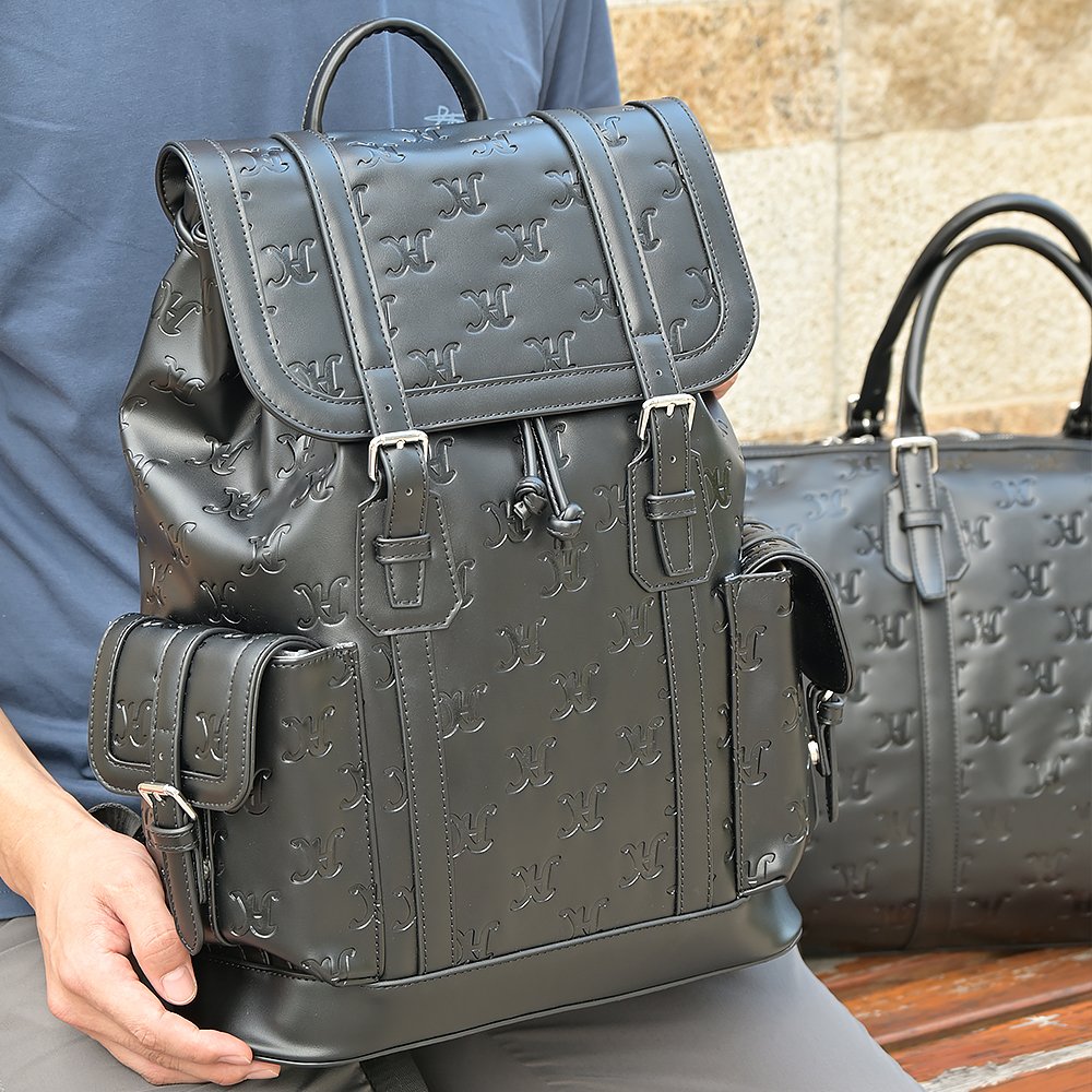 High Quality PU Leather Backpack Hot Press Logo Fashion Design Medium Size Laptop Backpack