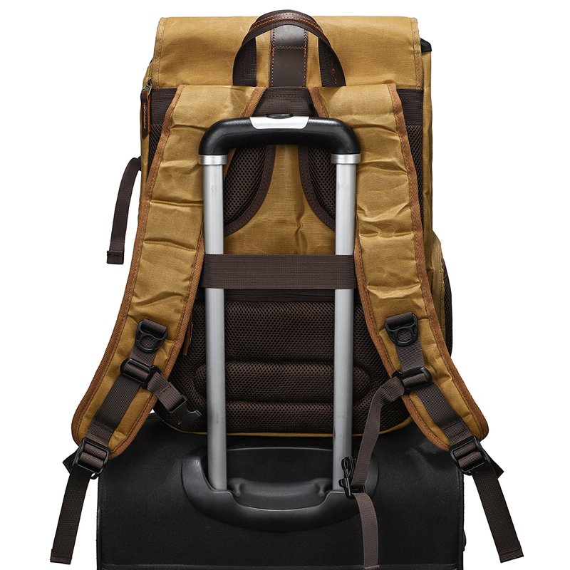 Vintage Waxed Canvas Leather Laptop Backpack Waterproof Outdoor Travel Adventure DSLR SLR Camera Backpack