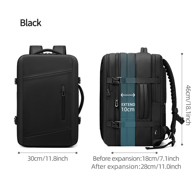 Expandable Vacuum Backpack with USB Charging Port Anti Theft Vacuum Airbag Waterproof Outdoor Travel Casual Women's Backpack