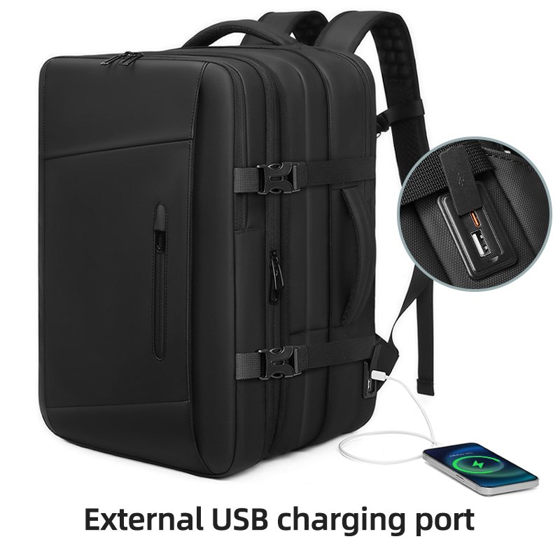 Expandable Vacuum Backpack with USB Charging Port Anti Theft Vacuum Airbag Waterproof Outdoor Travel Casual Women's Backpack