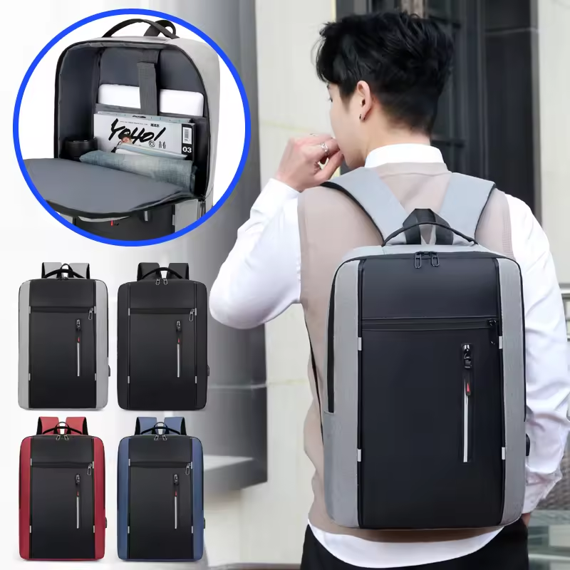 Low MOQ Custom Logo Geometric Laptop Backpack Computer Charging Backpacks Travelling Laptop Backpack With USB Schoolbag
