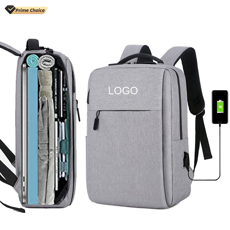 Logo Custom Multifunctional Simple Business USB Charging Port Casual Sports School Leisure Travel Computer Laptop Backpack Bag