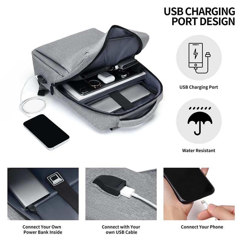 Logo Custom Multifunctional Simple Business USB Charging Port Casual Sports School Leisure Travel Computer Laptop Backpack Bag