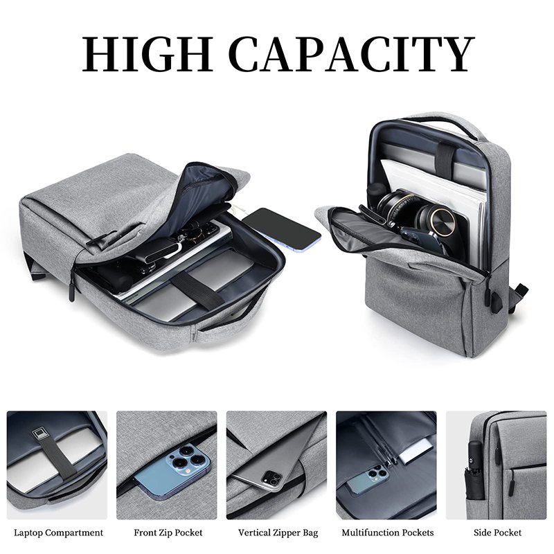 Logo Custom Multifunctional Simple Business USB Charging Port Casual Sports School Leisure Travel Computer Laptop Backpack Bag