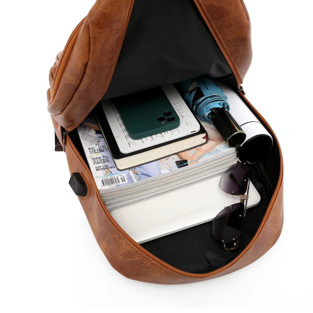 New trending latop backpack men's pu leather laptop backpack