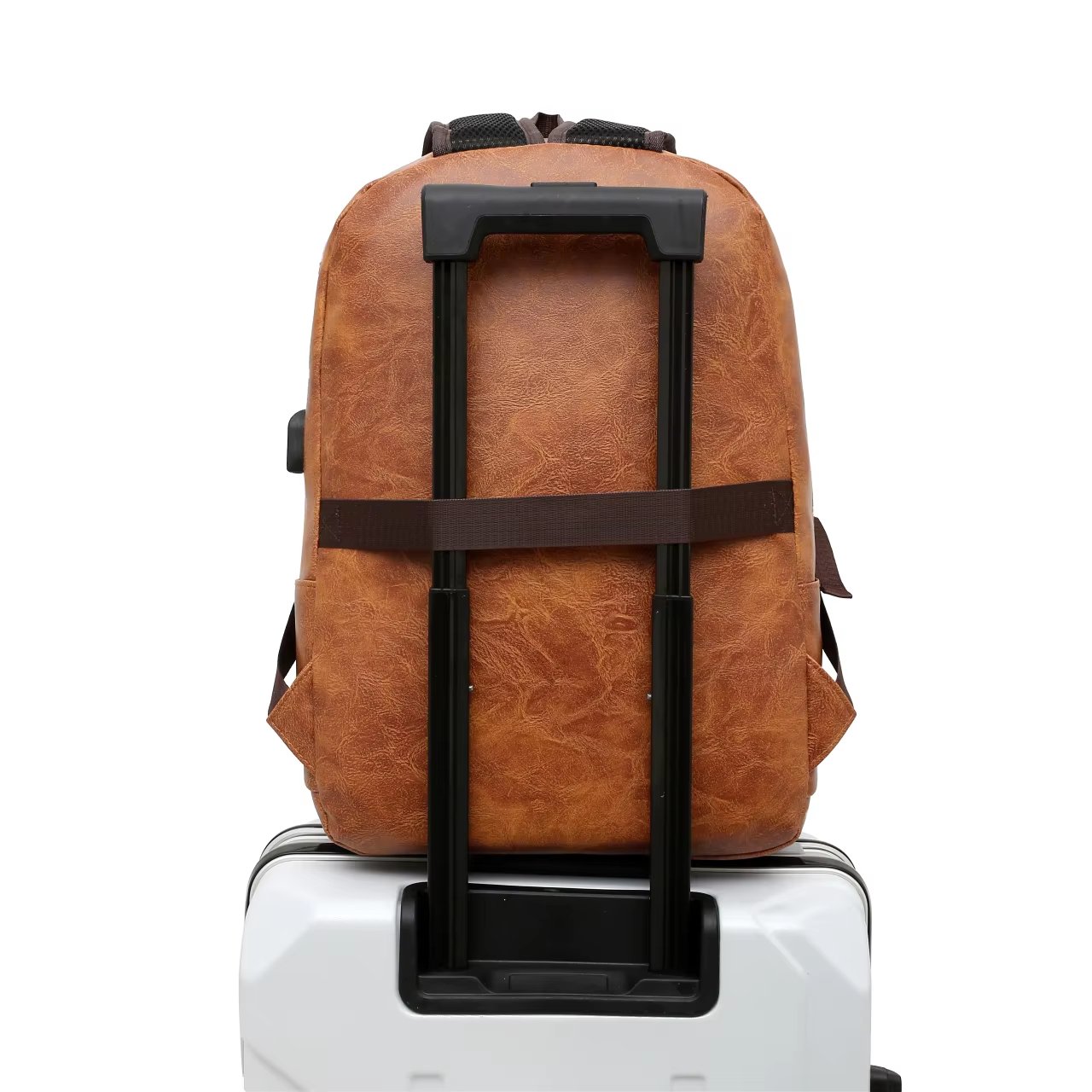 New trending latop backpack men's pu leather laptop backpack