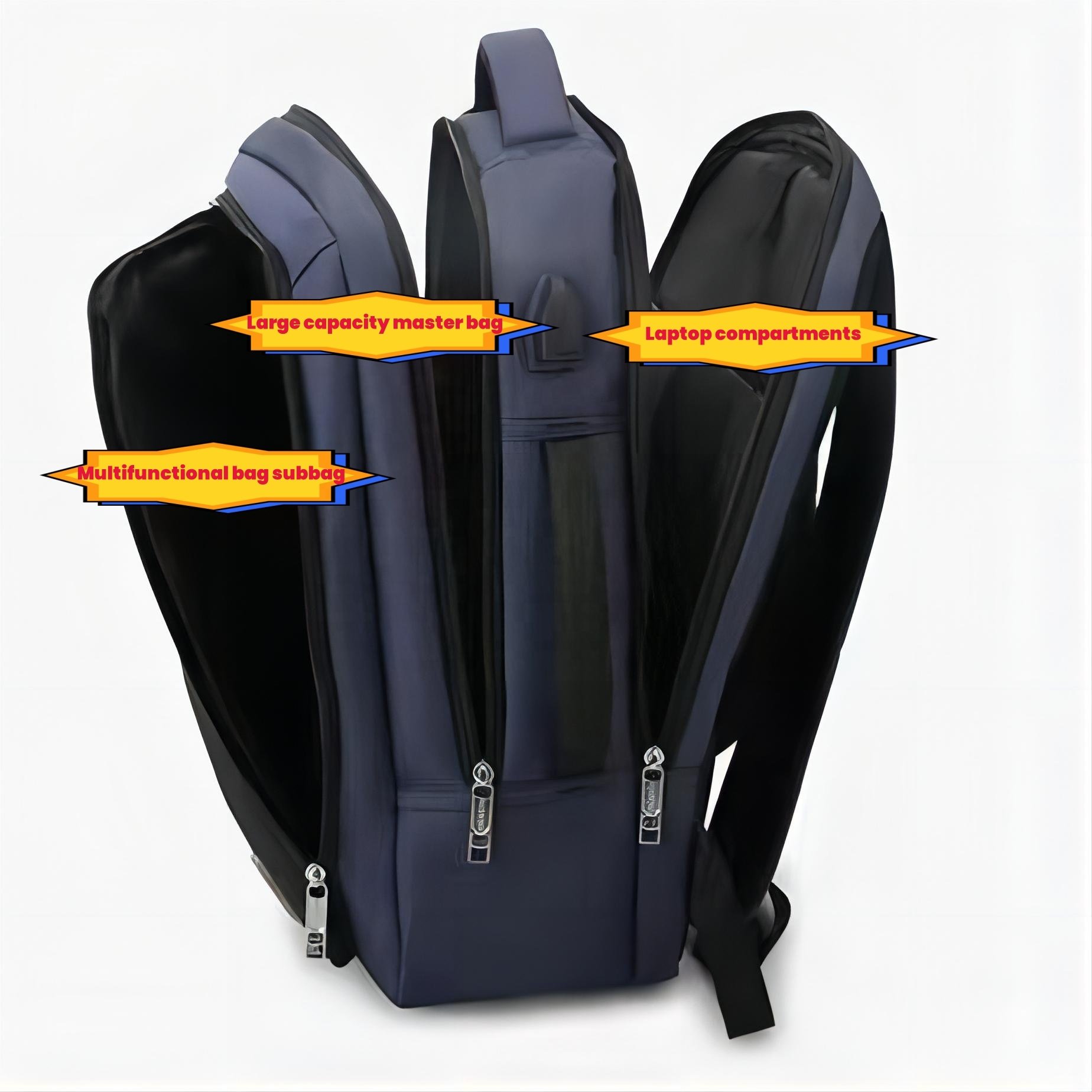 Large Capacity Anti-Theft Waterproof Grey Laptop Backpack Multifunction USB Charging Port Travel Bag