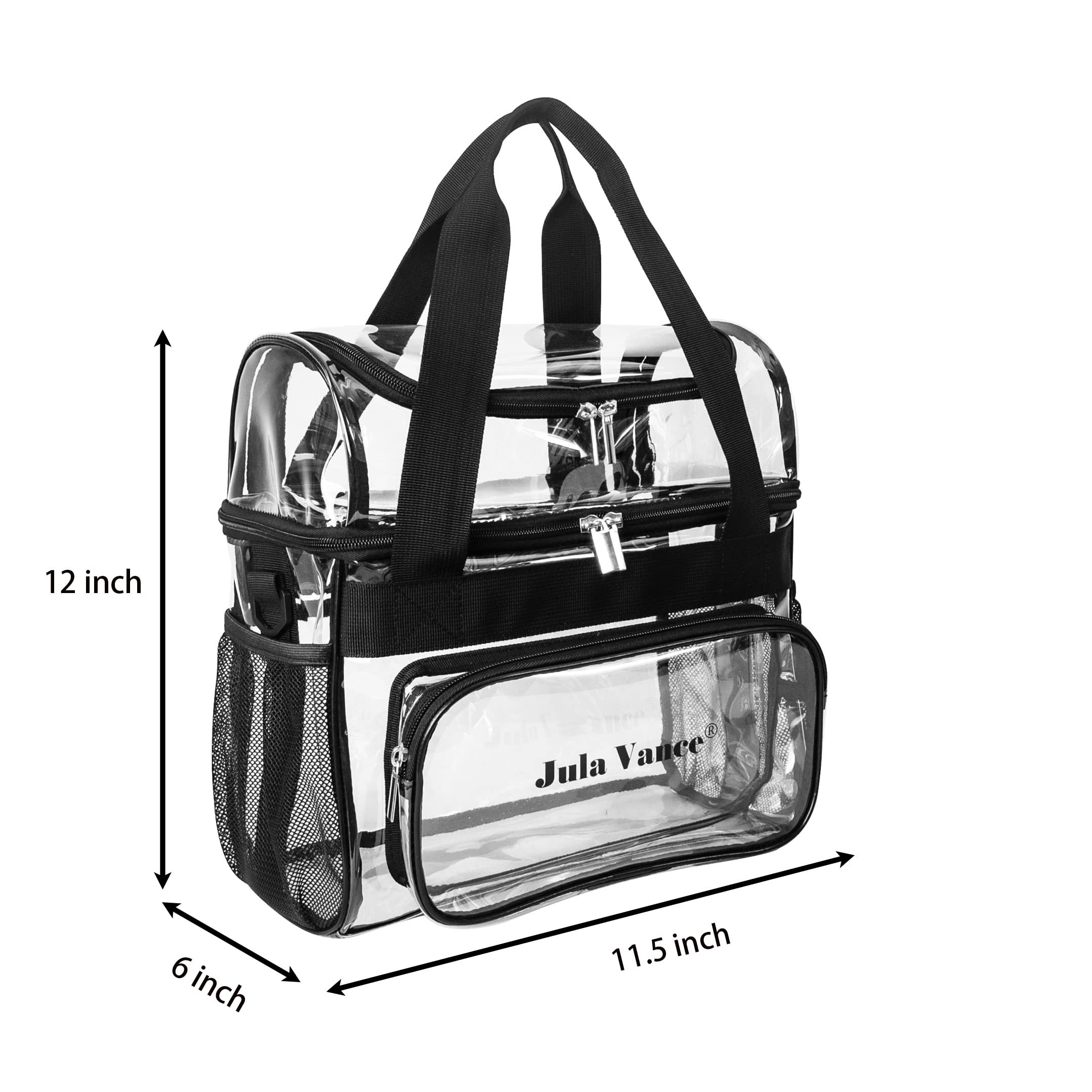 Unisex Large Clear Tote Bag with Two Handles Casual Design and Open Closure Featuring Clear Pockets and Zipper for Grocery Use