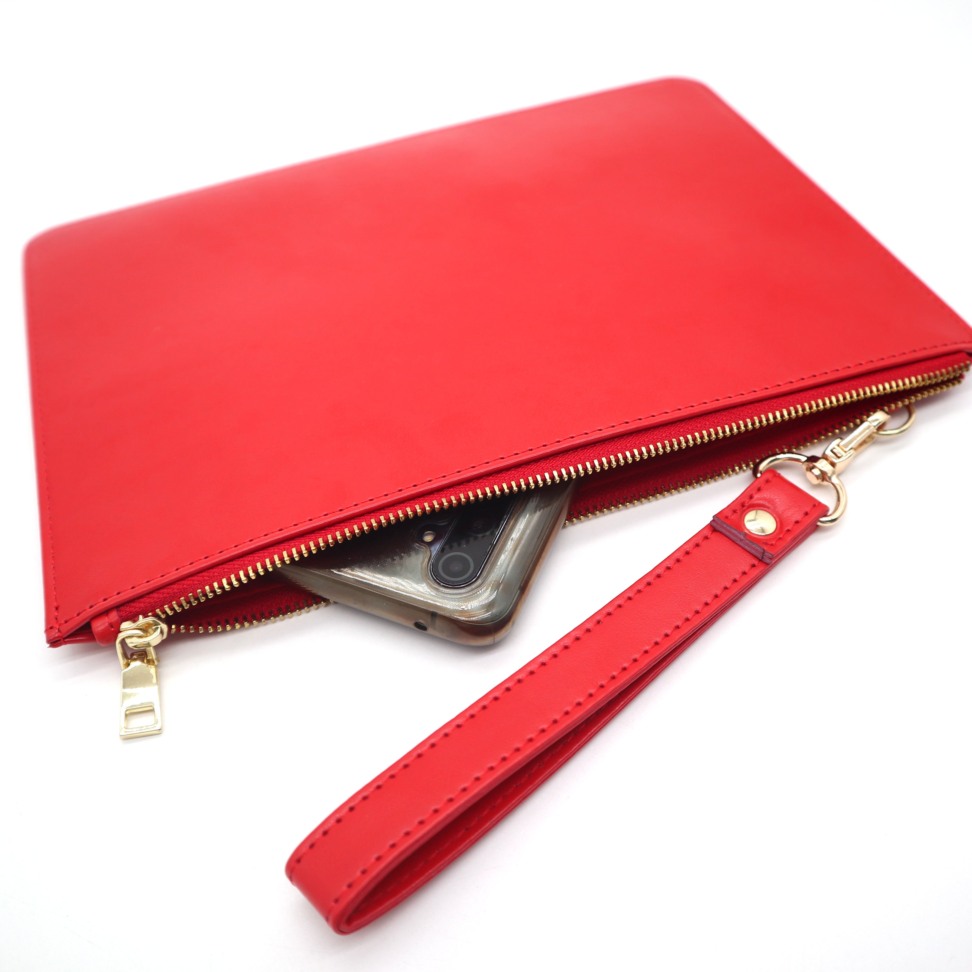 Ready to Ship 2024 Newly Design DST Large Leather Clutch Wristlet Bag with Strap Women College Sorority Party Gifts
