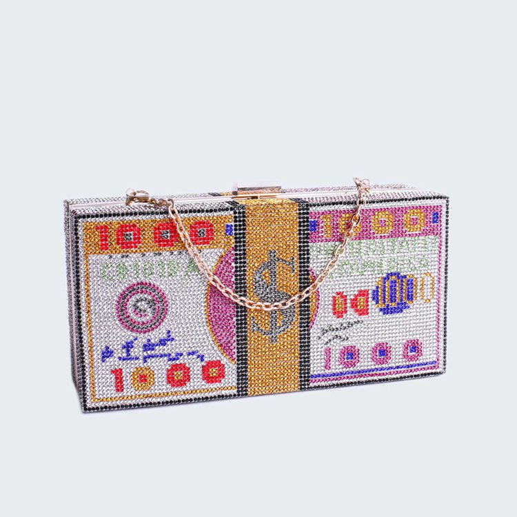 Factory Wholesale Rhinestone Crystal Money Bag Clutch Evening Bag Purse Crystals Bling Bags Purse