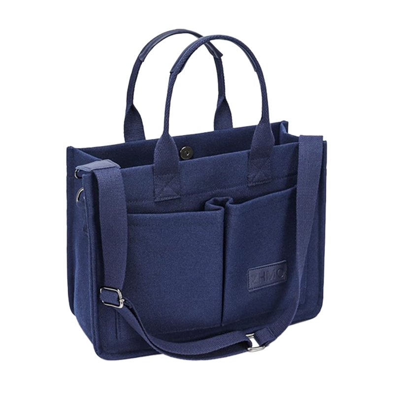 Blue Tote Bag Medium Size For Daily WIth Handle And Shoulder Strap