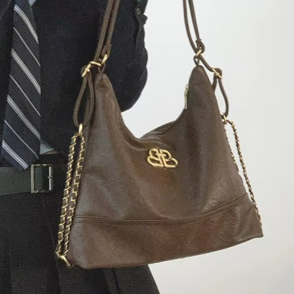 Melad Middle Ancient Style Tote Bag Women's Bag 2024 New Trendy Retro College Backpack Niche Chain Backpack