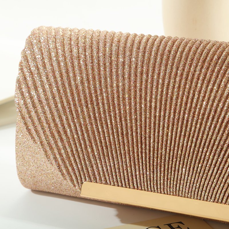 Colorful Bright Grain Wrinkle Textured Long Hardware Trim Strip Luxury Dinner Clutch Purse Large Capacity Envelope Evening Bag