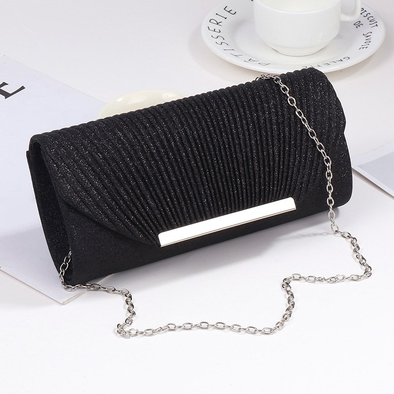 Colorful Bright Grain Wrinkle Textured Long Hardware Trim Strip Luxury Dinner Clutch Purse Large Capacity Envelope Evening Bag