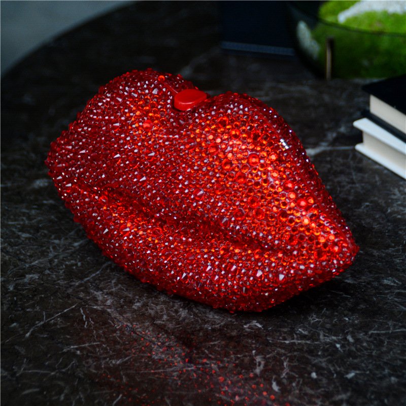 2022 Hot Sell New Crystal Bling Lip Shape Acrylic Box Rhinestone Diamonds Beaded Clutch Purse Evening Bags For Women