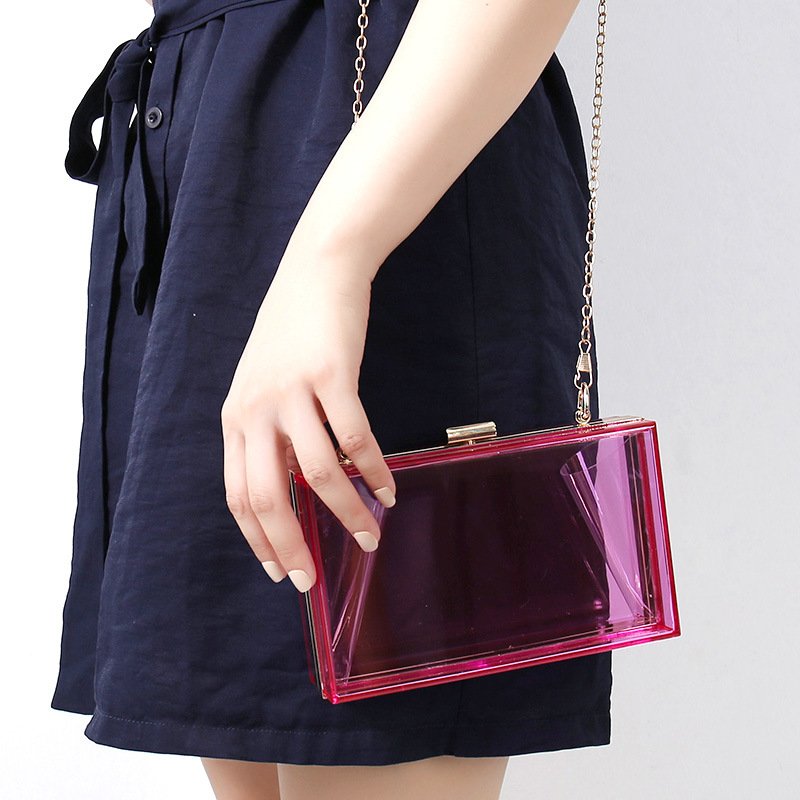 2022 Fashion Acrylic Clear Purse Cute Transparent Crossbody Bag Handbag Chain Shoulder Evening Clutch Bag