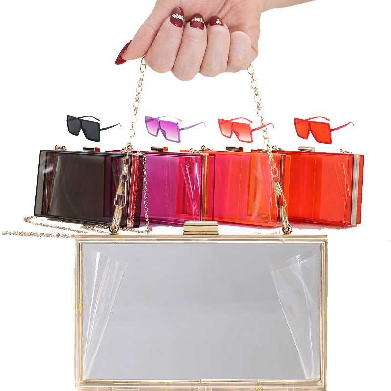 2022 Fashion Acrylic Clear Purse Cute Transparent Crossbody Bag Handbag Chain Shoulder Evening Clutch Bag