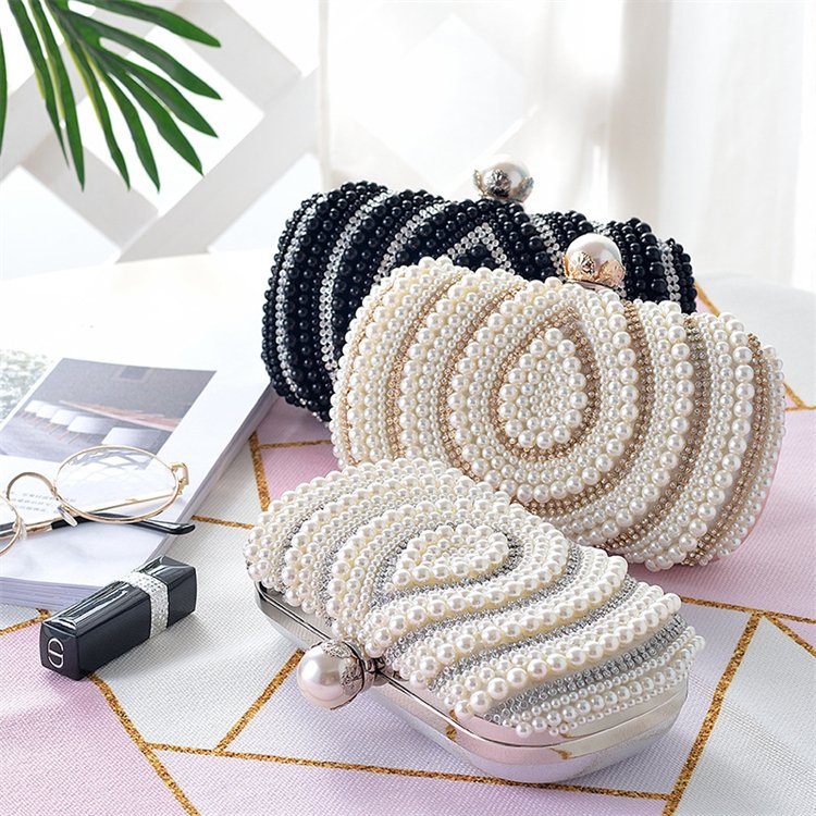 popular Bags With Embroideries Luxury Diamond Rhinestone Pearls Beaded Wedding Clutch Purse Ladies Bridal Evening Bags