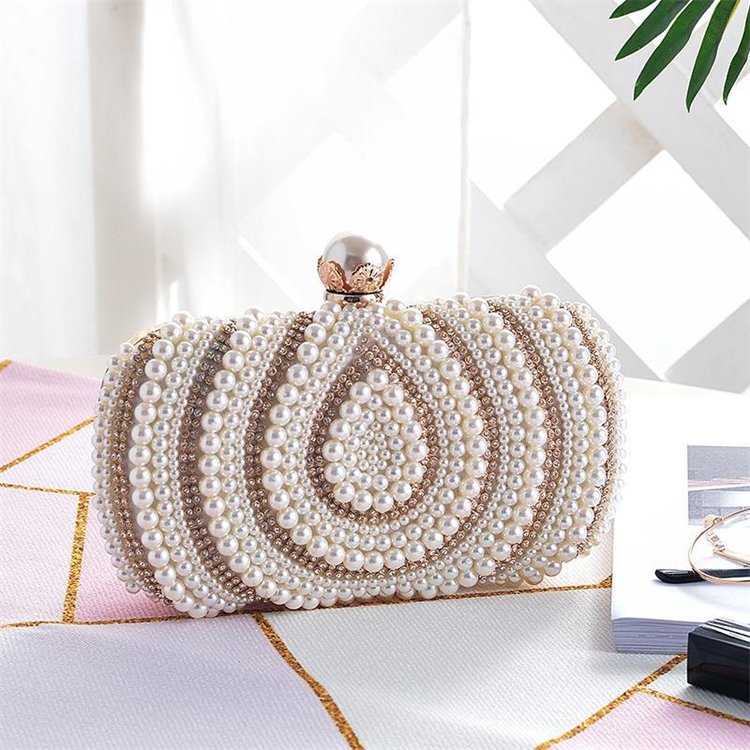 popular Bags With Embroideries Luxury Diamond Rhinestone Pearls Beaded Wedding Clutch Purse Ladies Bridal Evening Bags