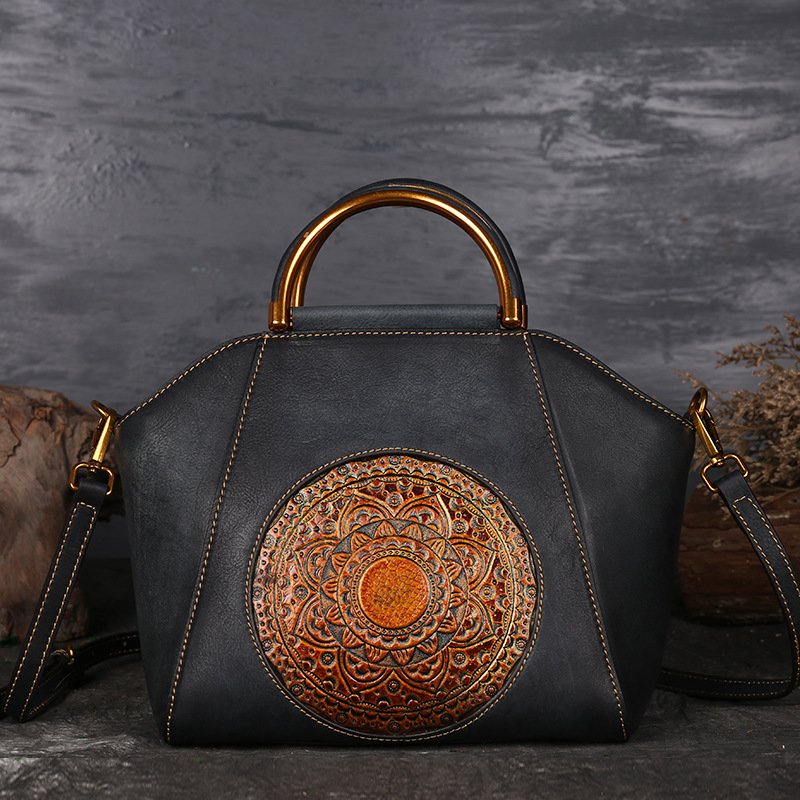 Genuine Leather Purses And Handbags Wholesale Retro Leather Tote Women'S Shoulder Bags Handmade Purses Custom Tote Bag With Logo