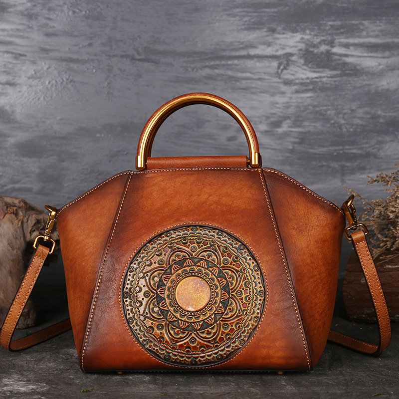 Genuine Leather Purses And Handbags Wholesale Retro Leather Tote Women'S Shoulder Bags Handmade Purses Custom Tote Bag With Logo