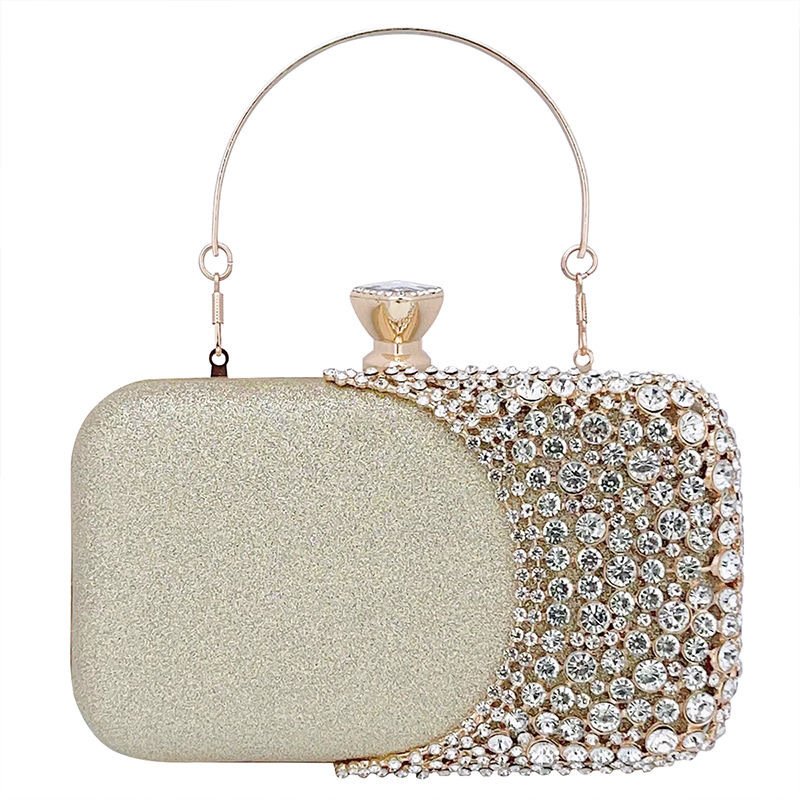 2024 Vintage Diamond Banquet Evening Bags Women Fashionable Solid Pattern Two Hands Holding Zipper Closure Luxury Vintage Summer