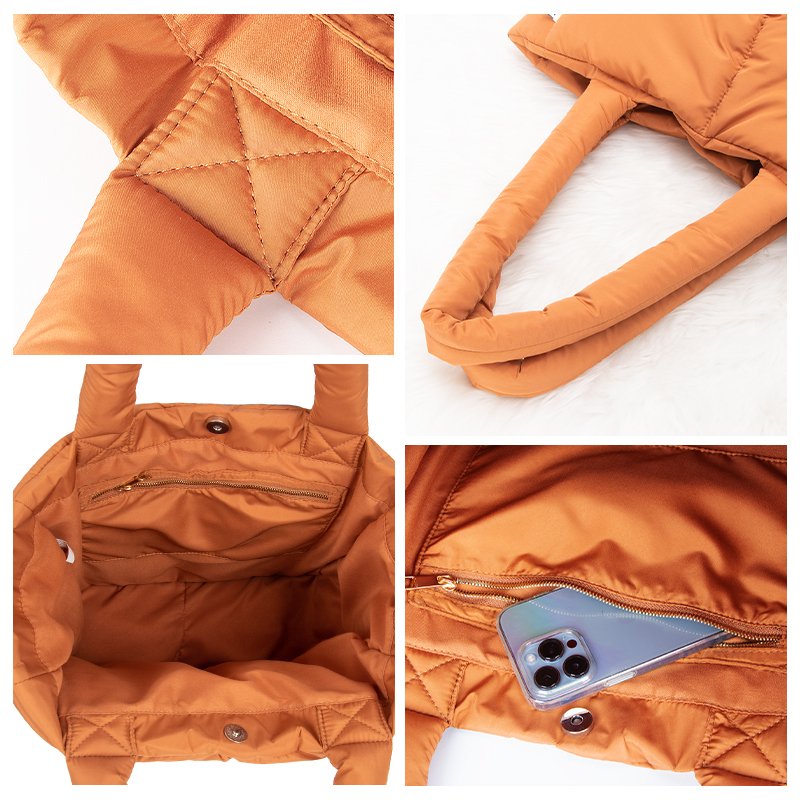 Women Lightweight Quilted Shoulder Bag Carryall Gym Bag Soft Puffer Tote Bag Big Capacity Hobo Purse Handbag