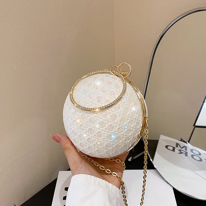 New Factory Wholesale Circular Evening clutch Bag Crystal Dinner Party Wedding Purses and handbag luxury Designer shoulder bag
