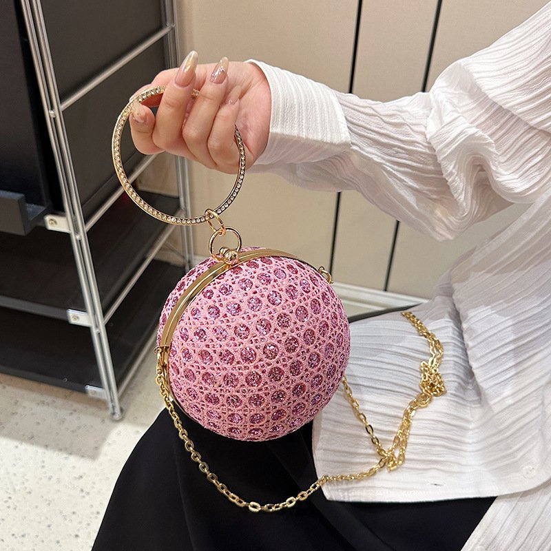 New Factory Wholesale Circular Evening clutch Bag Crystal Dinner Party Wedding Purses and handbag luxury Designer shoulder bag