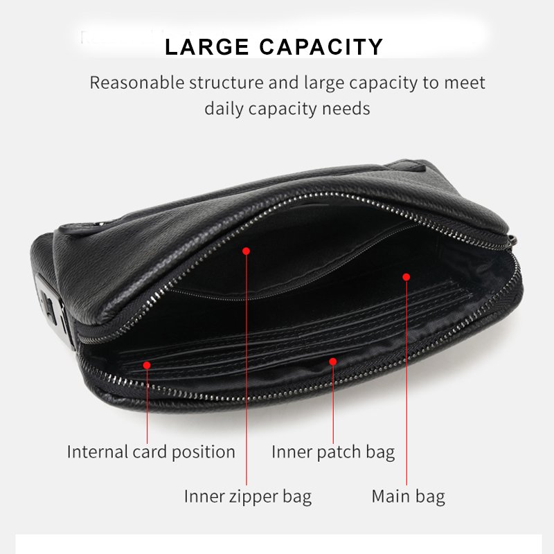 Custom Evening Bags Fingerprint Lock Tracker Mini GPS Locator Key Finder Wallet Clutch Bags for Men