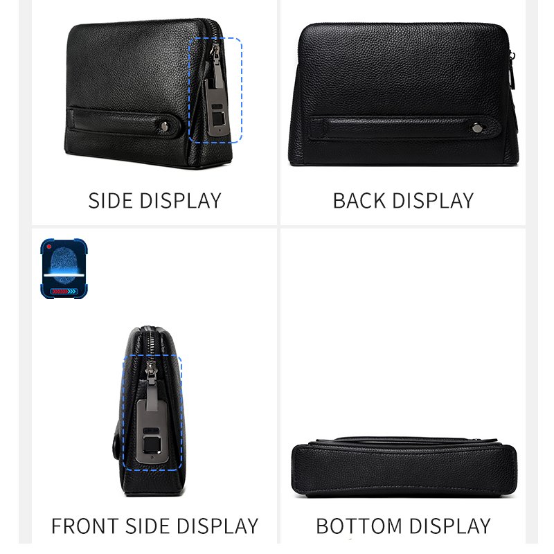 Custom Evening Bags Fingerprint Lock Tracker Mini GPS Locator Key Finder Wallet Clutch Bags for Men