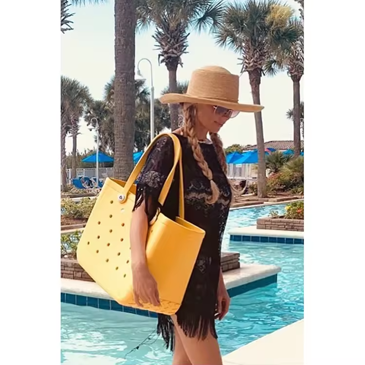 Newly Fashion Designed Outdoor Beach Women Waterproof Tote Bags with Washable Silicone Eco-Friendly Medium Eva Bogg Tote Bag