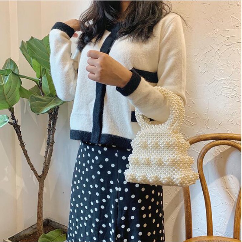 Factory customized women's handmade fashion pearl bag hand beaded new dinner trend handbag