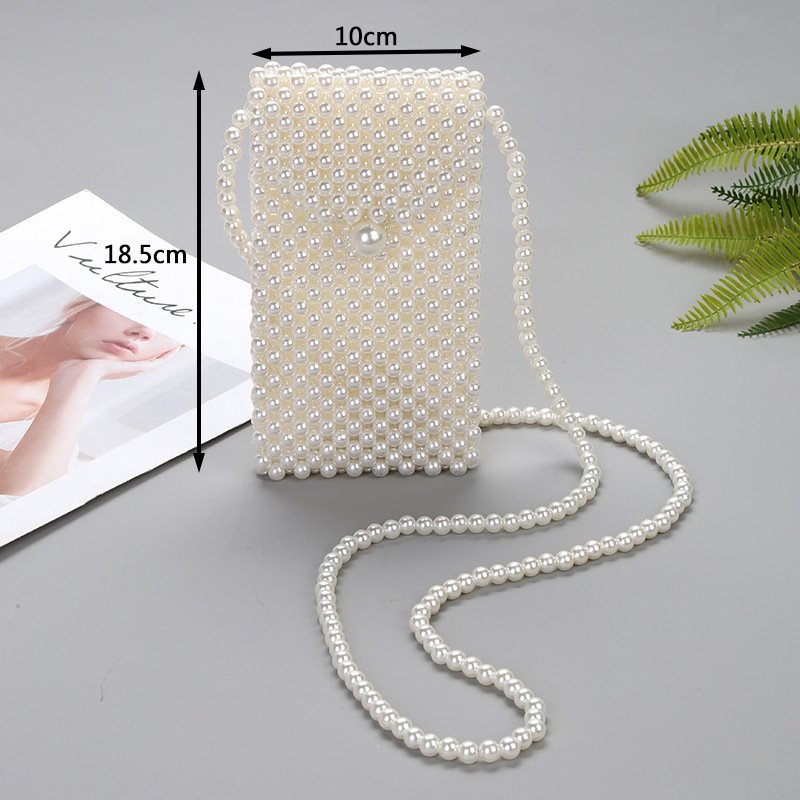 Luxury White Pearl Purses Shoulder Bag for Women Pearl Bag Crossbody Beaded Clutch Evening Bag