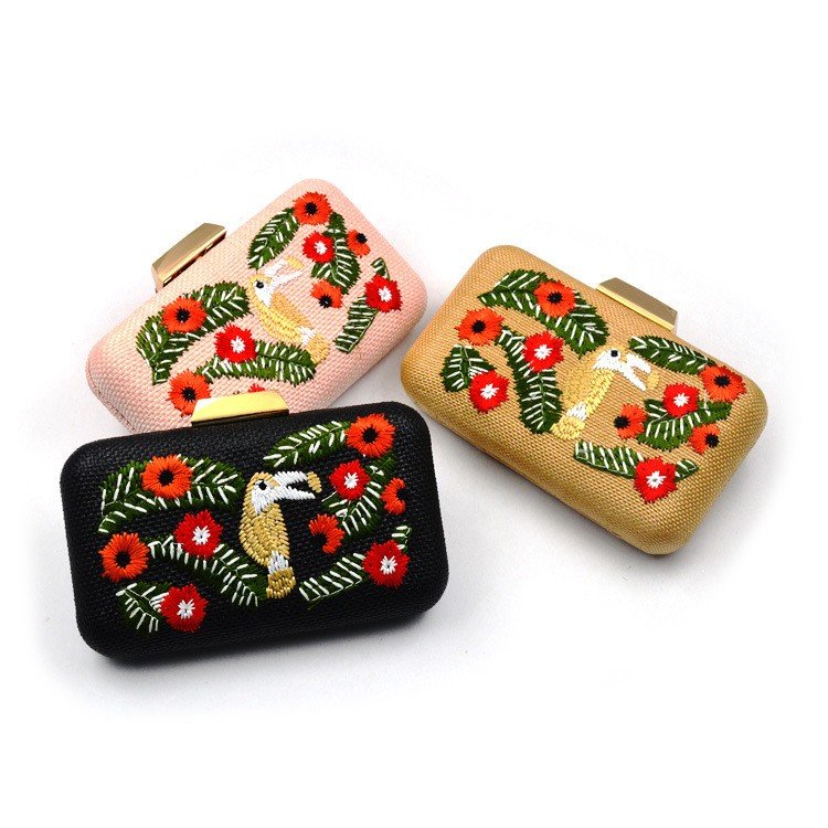 Sustainable Eco Friendly Embroidery Evening Purse Women Wholesale Custom Canvas Floral Print Clutch Bag For Ladies High Quality
