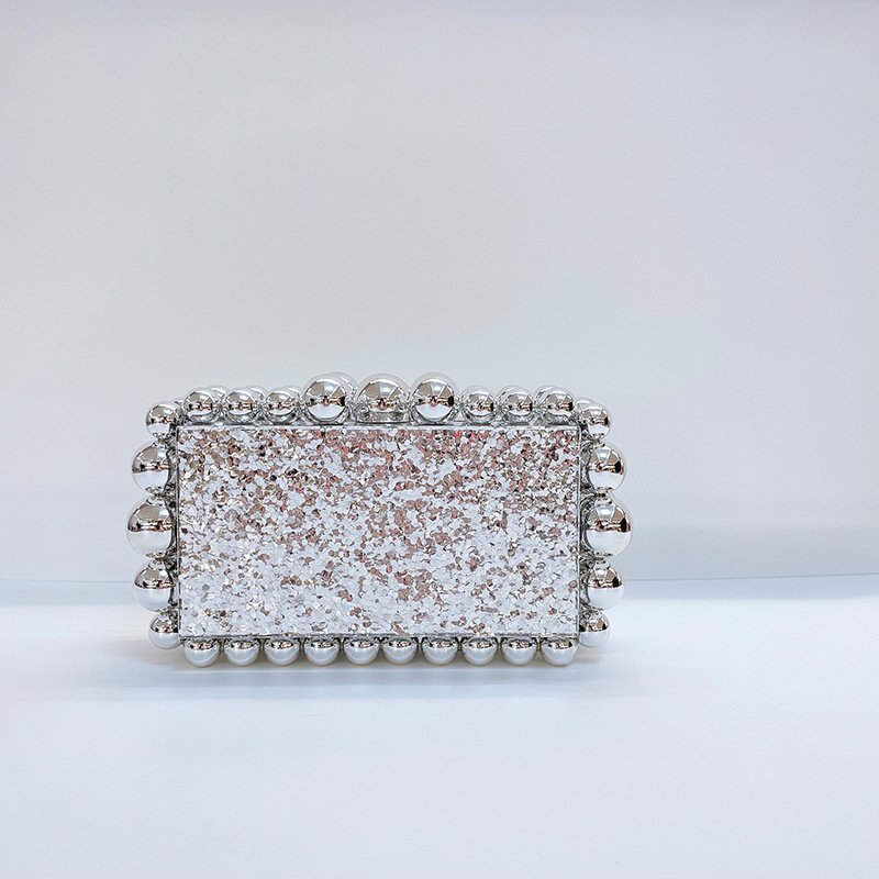 2023 Fashion Gold Foil Multi-colored Lady Acrylic Purse Evening Bags Wedding Party Chain Clutch Sling Crossbody Beaded Handbags