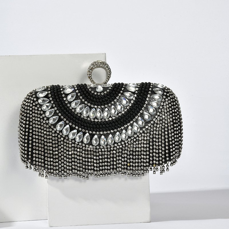 Cross-border fashion dinner bags, women's fringed evening bags, nightclub hand-made storage bags with cosmetic bags