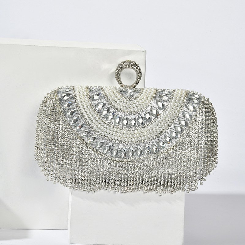 Cross-border fashion dinner bags, women's fringed evening bags, nightclub hand-made storage bags with cosmetic bags