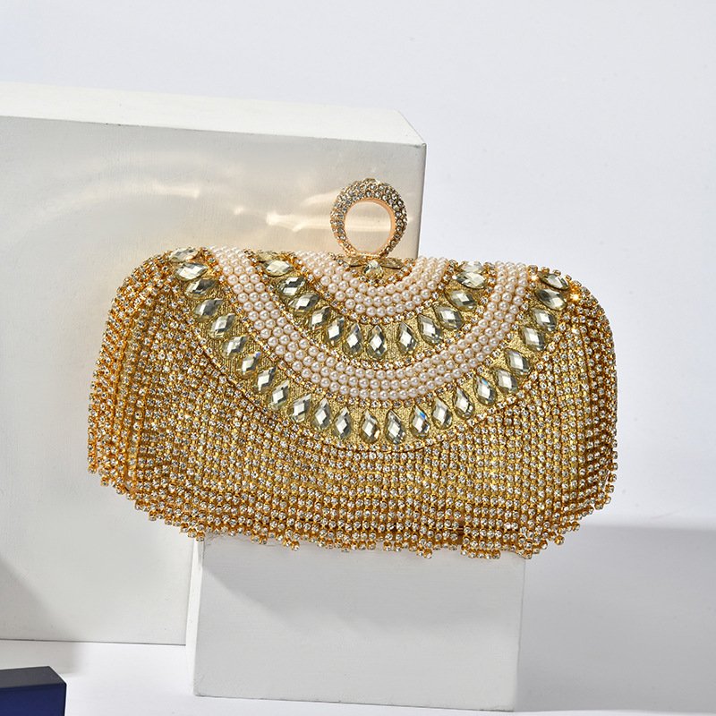 Cross-border fashion dinner bags, women's fringed evening bags, nightclub hand-made storage bags with cosmetic bags