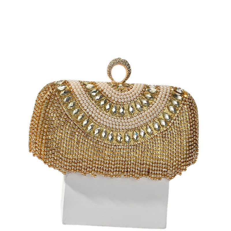 Cross-border fashion dinner bags, women's fringed evening bags, nightclub hand-made storage bags with cosmetic bags